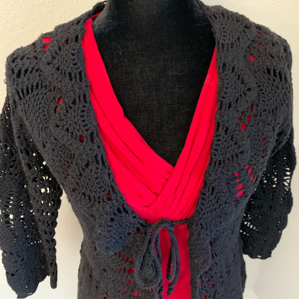Black lace crochet sweater